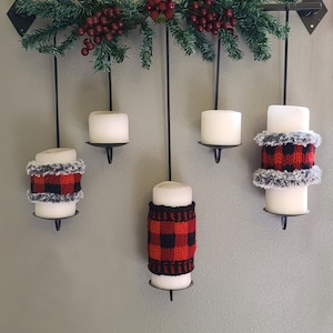 LOOM Toasty Buffalo Candle Cozy / buffalo plaid / quick knit / gift idea / home decorating / Loom Knitting Pattern PDF Instant Download ONLY