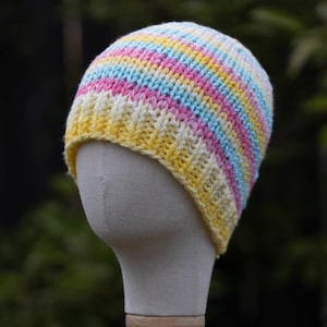 LOOM Flaunt Your Colors Beanie / toque / teens / woman / men / adult / knit / Loom Knitting Pattern PDF Instant Download ONLY