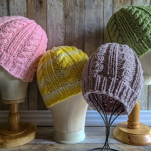 LOOM Pattern: Chubby Cable Beanie Multiple Sizes Pattern / child / men / women / teen  / Loom Knitting Pattern PDF Instant Download ONLY