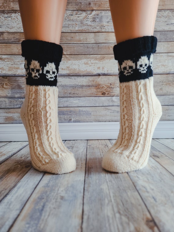 LOOM Twisted Skellies Socks / Stockings / Fair Isle / Women / | Etsy