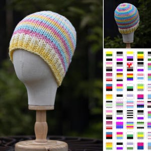 LOOM Knitting Patterns Flaunt Your Colors Beanie (PDF Download)