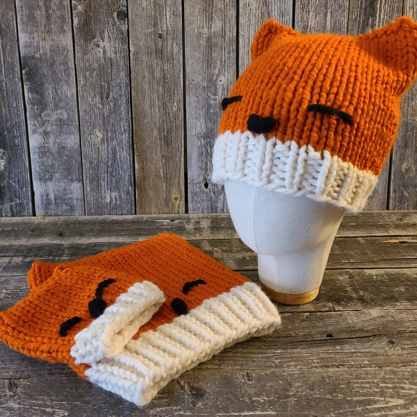 LOOM Fox Hats / Beannie / Beannies / red / knit hat / togue / teens / baby / women / men / Loom Knitting Pattern PDF Instant Download ONLY