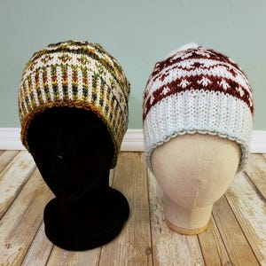 LOOM Knitting Patterns Fair Isle Beanie, Slouchy Winter Hat (PDF Download) image 4