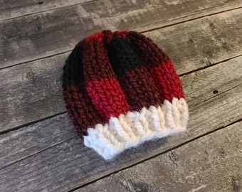 LOOM Chonky Buffalo Baby Beanies / hat / newborn / Winter / Fall  Autumn / Holiday / buffalo plaid / Loom Patterns PDF Instant Download ONLY