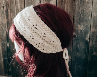 LOOM Knitting Patterns Lace Tie Headband (PDF Download)