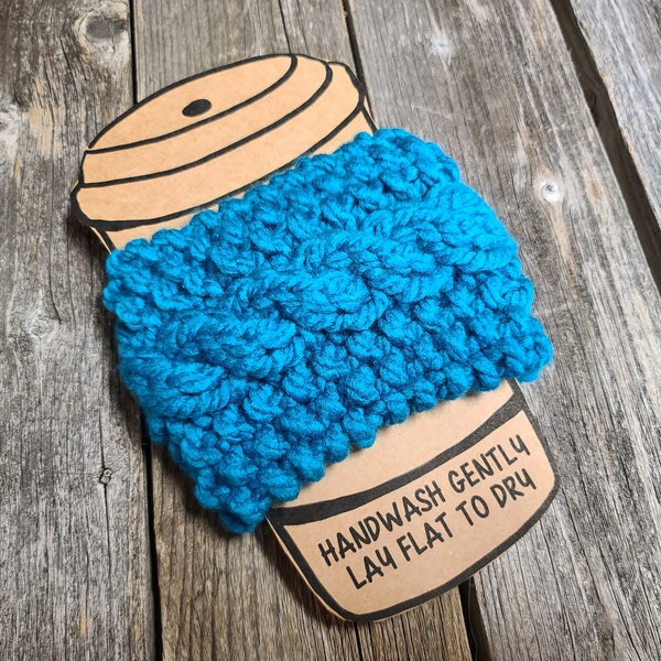 LOOM Chubby Cable Cup Cozy / Easy knit / gift idea / teens / woman / Loom Knitting Pattern PDF Instant Download ONLY