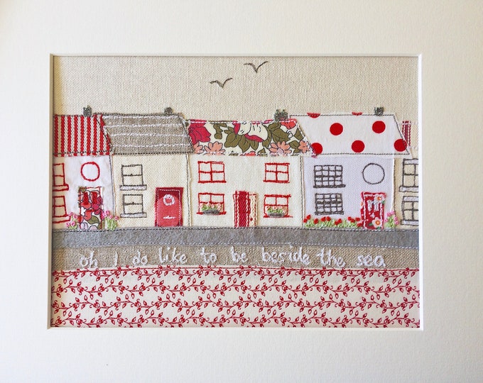 Cornwall Wall Art Cottages Textile Art Free Motion Etsy UK