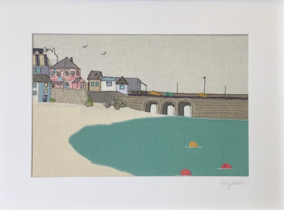 Cornwall St Ives Textile Wall Art Harbour Beach Fabric Art Etsy