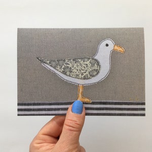 Carte de voeux - impression à partir d'oeuvres d'art originales, art des Cornouailles, art textile, mouette, art côtier, impression numérique, carte recyclée, 350 g, A6,