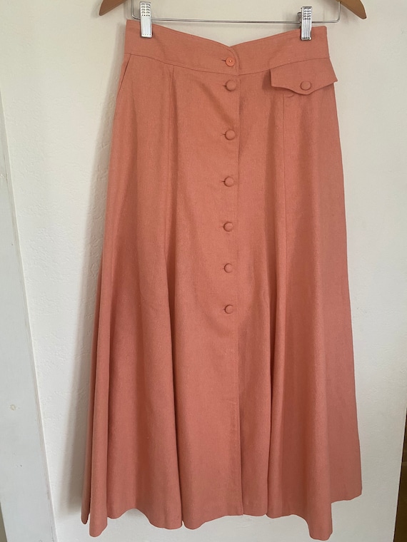 Vintage 1980s • Front Button • A-line Skirt • Full