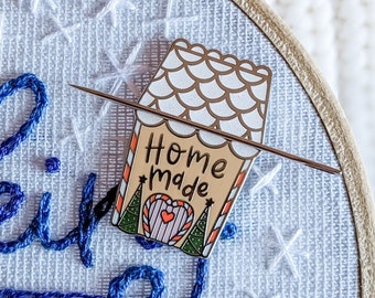 Gingerbread Hard Enamel Needle Minder | Christmas Shop Needle Nanny Gift for Crafters