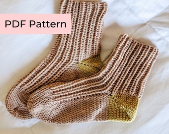 Crochet PATTERN | The Evie Socks | Cozy Crochet Socks with Ribbing | Instant Download PDF