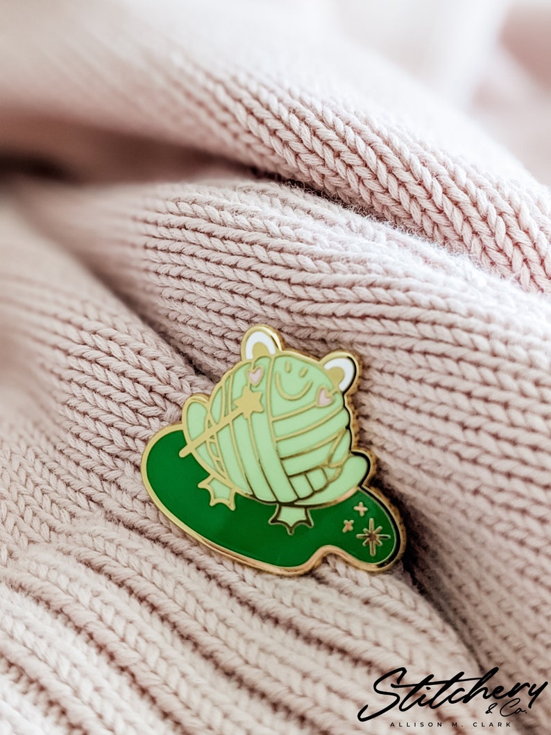 Hard Enamel Pin Magical Ms. Frog-It Cloisonné Project Bag Pin image 6