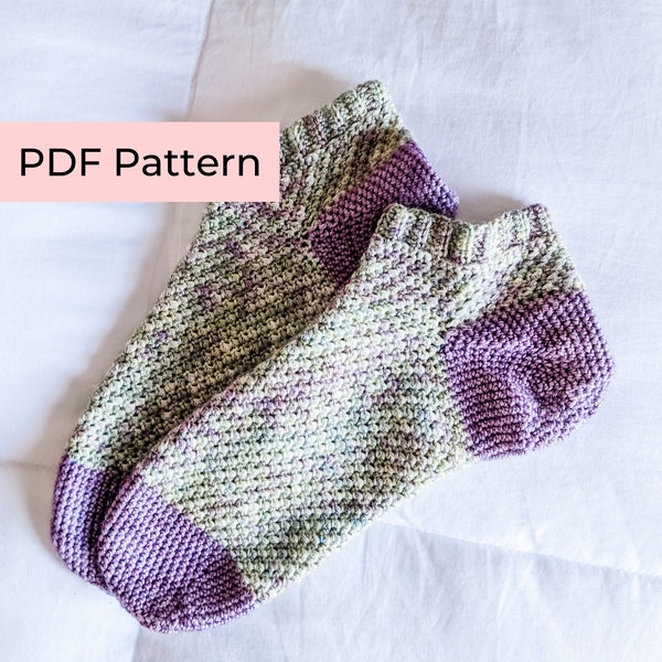 Crochet PATTERN | The Juniper Socks | Easy Crochet Shortie / Ankle Socks with Ribbing | Instant Download PDF