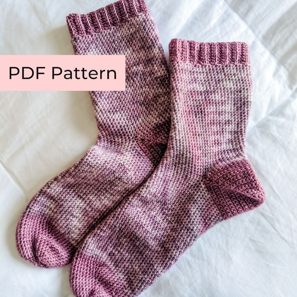 Crochet PATTERN | The Stitchery & Co. Classic Socks | Beginner Crochet Socks with Ribbing | Instant Download PDF