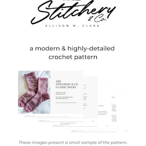 Crochet PATTERN The Stitchery & Co. Classic Socks Beginner Crochet Socks with Ribbing Instant Download PDF image 2