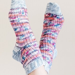 Crochet PATTERN The Millie Socks Easy Striped Crochet Socks with Ribbing Instant Download PDF image 7