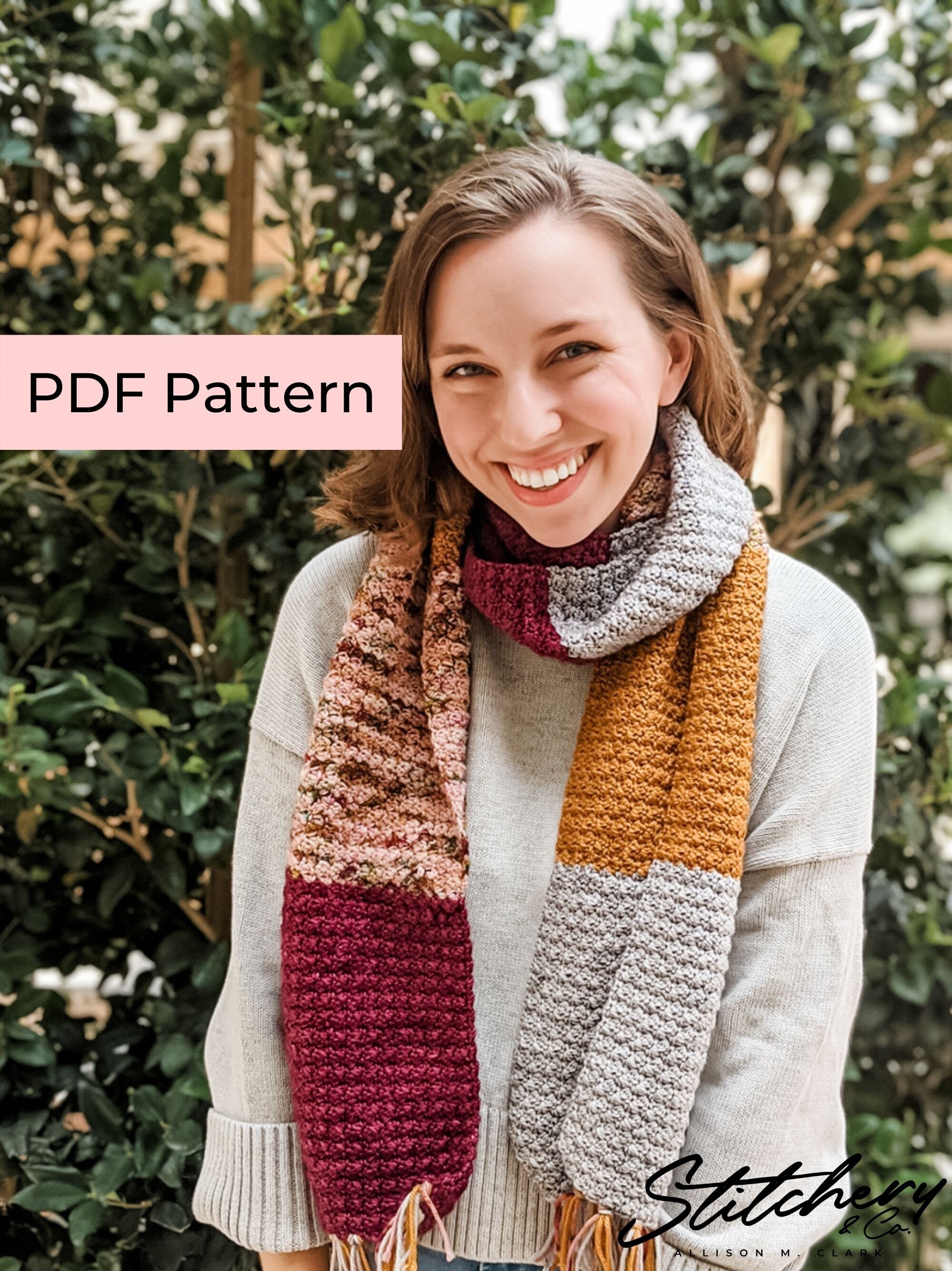 Crochet Crochet PATTERN Easy Colorblock Crochet Scarf Pattern The Suzie