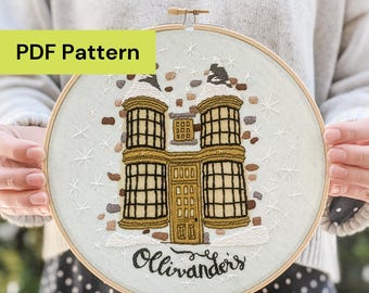 The Wand Shop Embroidery Pattern | Hand-illustrated Instructional Guide and Photo Tutorial Included | Instant Download PDF