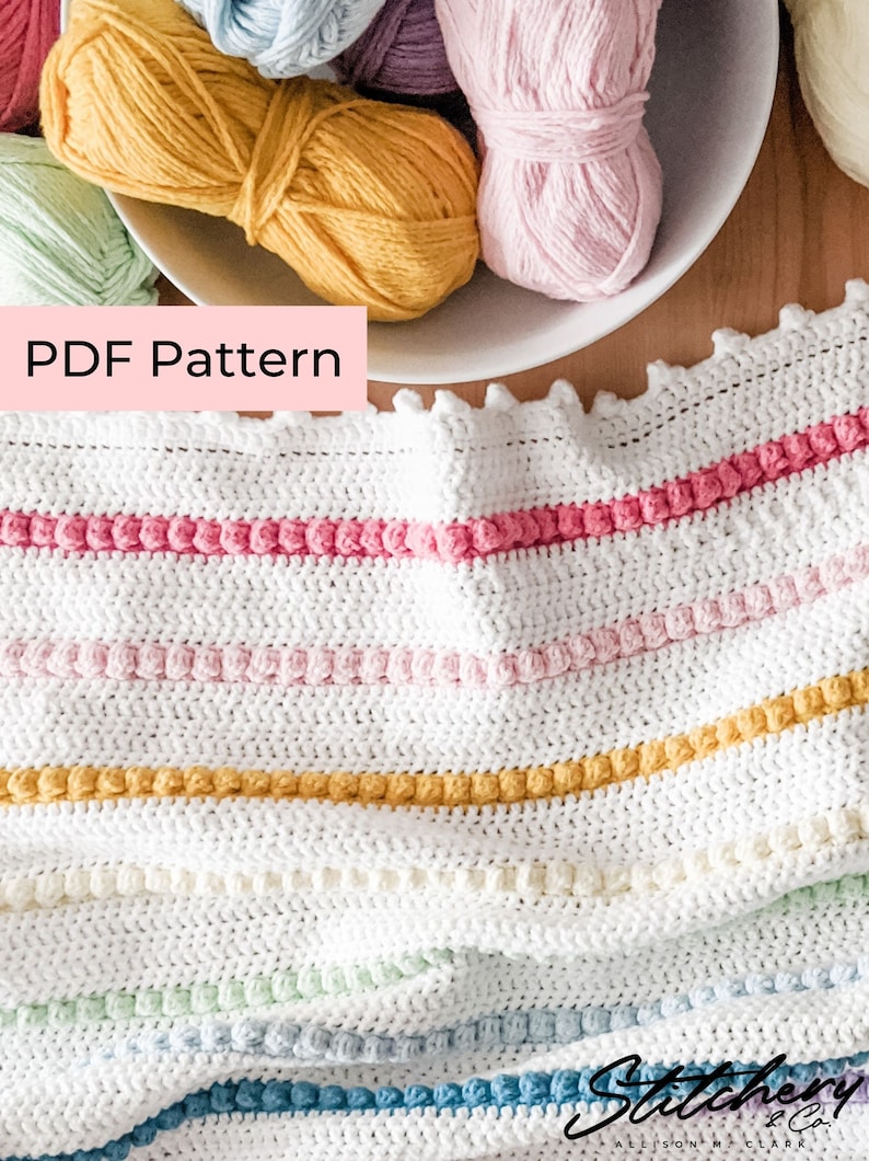 Crochet PATTERN The Rainbow Bobble Blanket Easy Bobble Crochet Blanket Pattern Instant Download PDF image 1