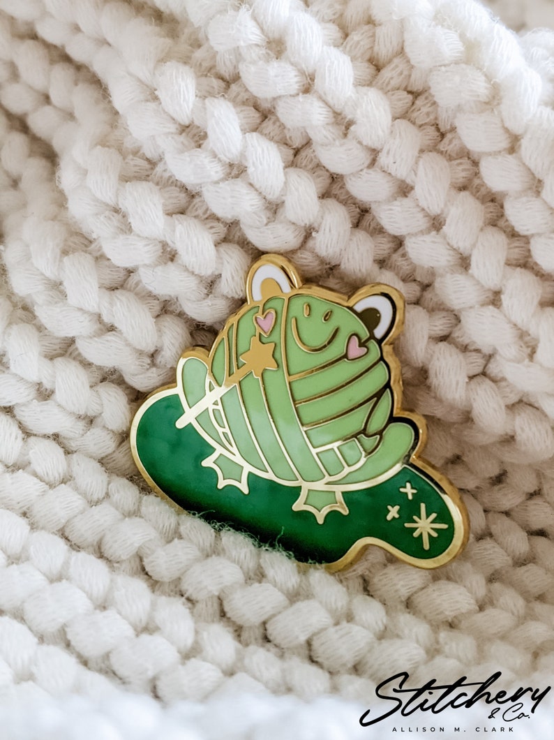 Hard Enamel Pin Magical Ms. Frog-It Cloisonné Project Bag Pin image 2