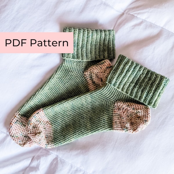 Crochet PATTERN | The Eloise Socks | Easy Crochet Socks with Comfy Ribbing | Instant Download PDF