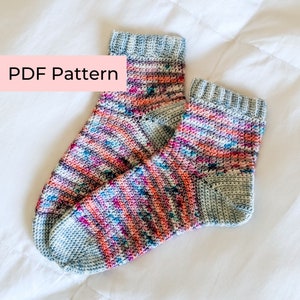 Crochet PATTERN The Millie Socks Easy Striped Crochet Socks with Ribbing Instant Download PDF image 1