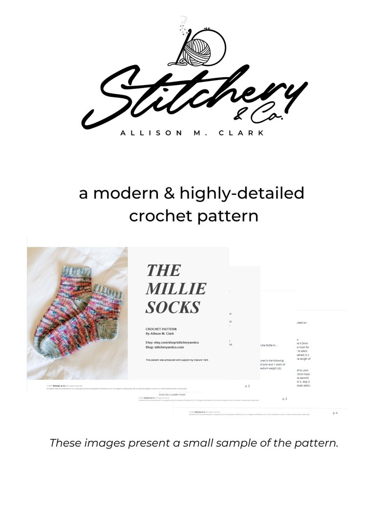 Crochet PATTERN The Millie Socks Easy Striped Crochet Socks with Ribbing Instant Download PDF image 2