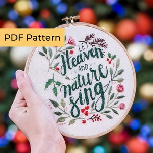 Embroidery PATTERN | 7-In. Let Heaven and Nature Sing | Christmas & Winter Collection | Beginner Embroidery | Instant Download PDF