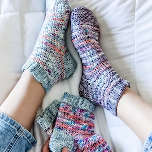 Crochet PATTERN The Millie Socks Easy Striped Crochet Socks with Ribbing Instant Download PDF image 8