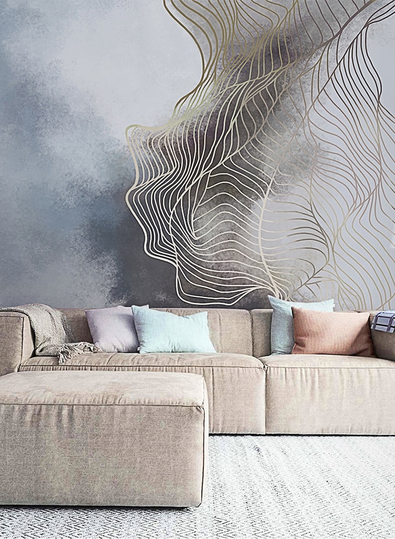 The Nordic Style Wallpaper Modern Abstract Grey Brown - Etsy