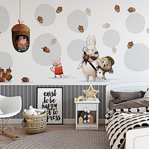 Papel pintado para niños de estilo nórdico, mural de pared de conejo de animales de dibujos animados gris blanco, fondo de habitación para niños y niñas, papel gofrado, extraíble