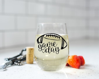 Game Day / Football / Stemless Wine Glass