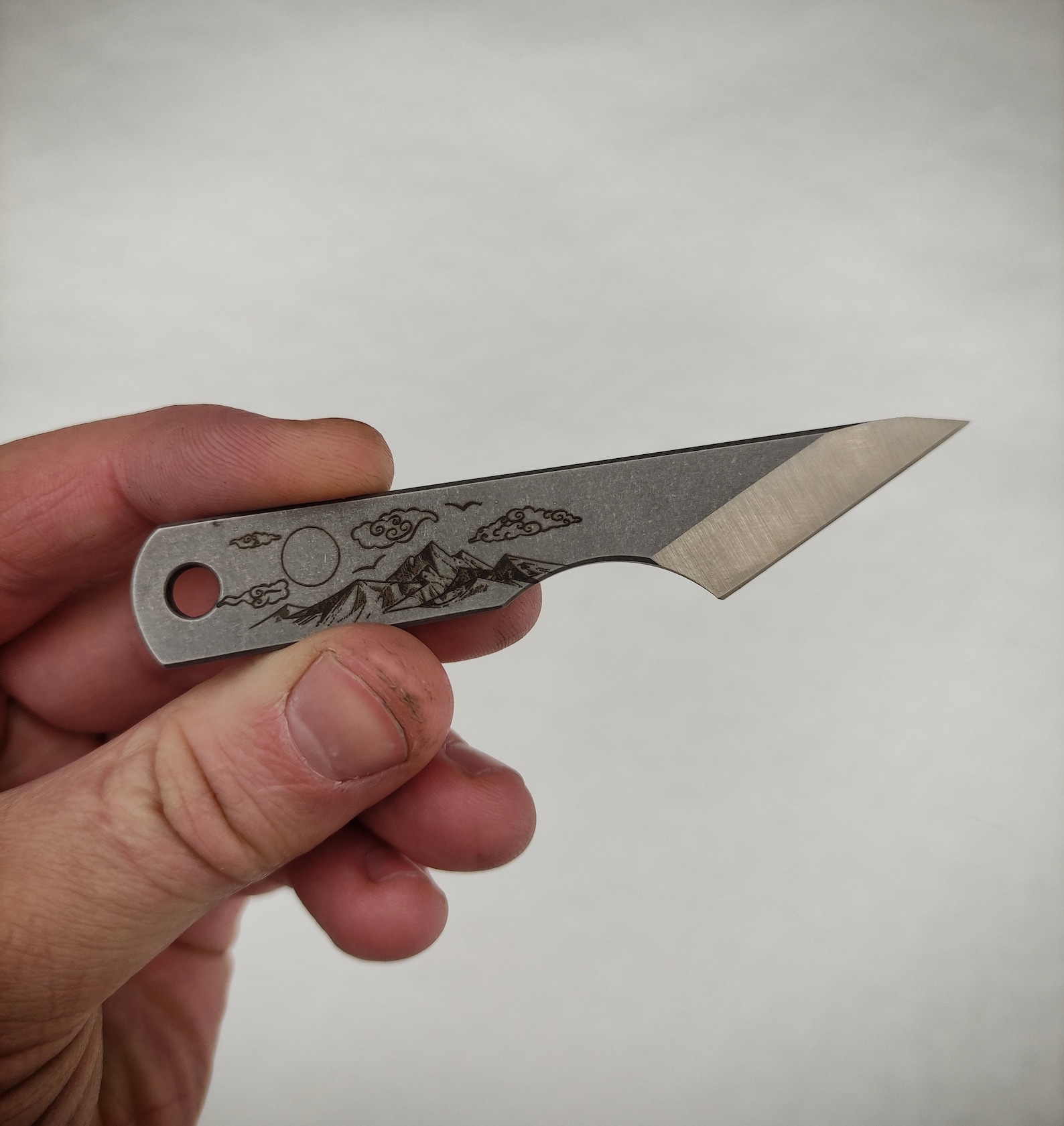 Custom kiridashi neck knife. Small size. Japanese motives. Etsy