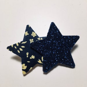 Broche étoiles paillettes, Liberty ou cuir, CarO de Colombes Marine