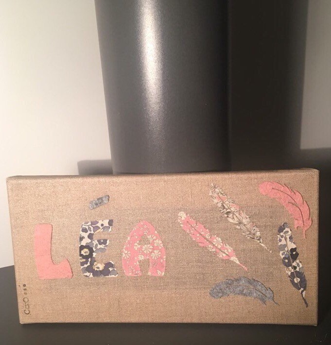 Toile Lin Prénom Liberty Personnalisée Caro de Colombes | sur Commande Cadeau