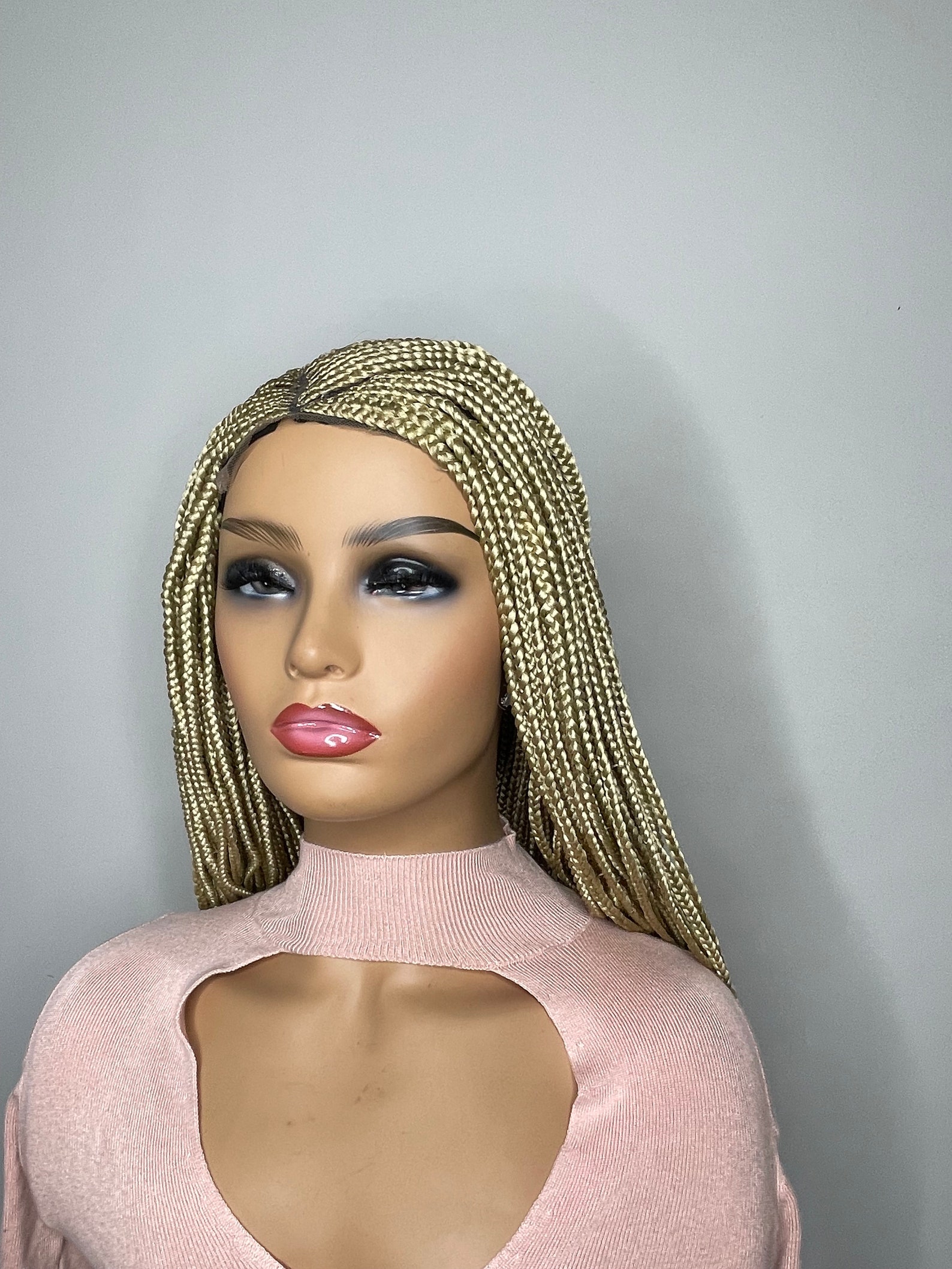 Braided Lace Front Wig Lemonade Braids 613 Platinum Blonde Etsy