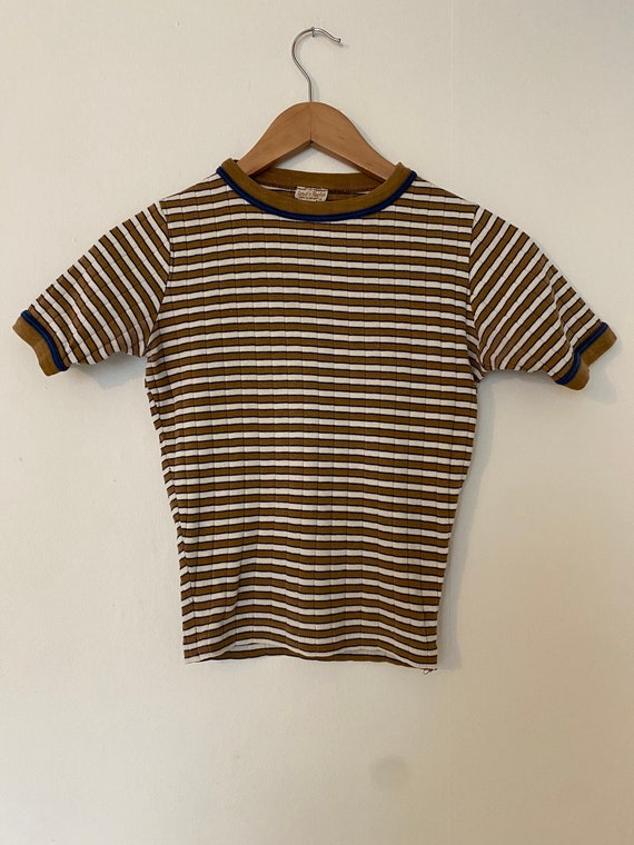 Vintage 1950s 60s Striped Ribbed T Shirt Lord & Ta
