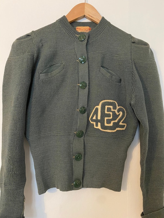Rare Vintage 1940s 1942 Puffed Sleeve Wool Sweater