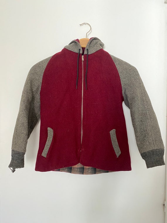 Vintage 1930s Two Tone Hooded Wool Jacket XS Riveted Zipper - Etsy