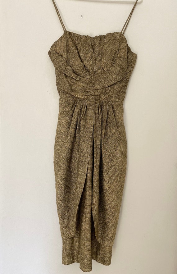 Vintage 1950s Flecked Gold Lurex Dress VLV