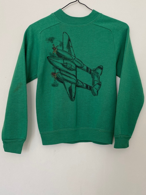 Vintage 1960s Airplane Drawing Sweater Sweatshirt