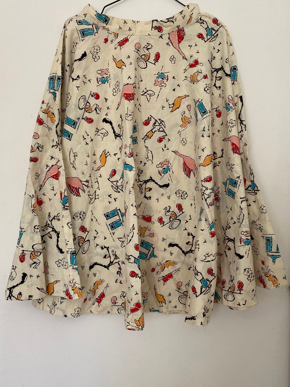 Vintage 1950s Atomic novelty print Asian themed Sk