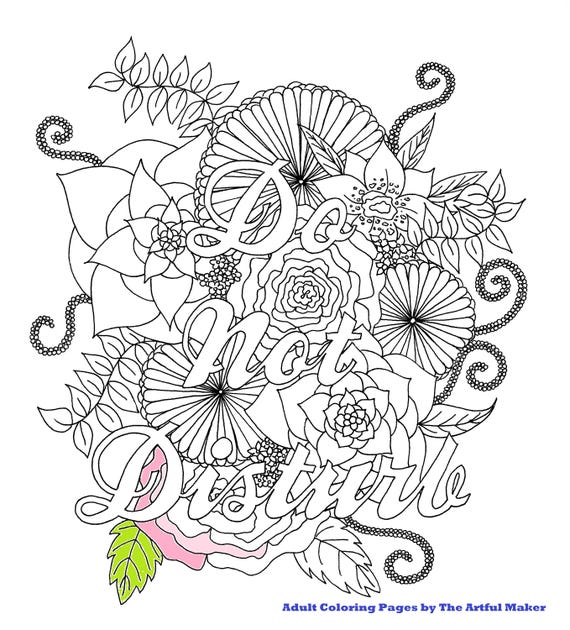 Do Not Disturb Adult Coloring Page by The Artful Maker | Etsy