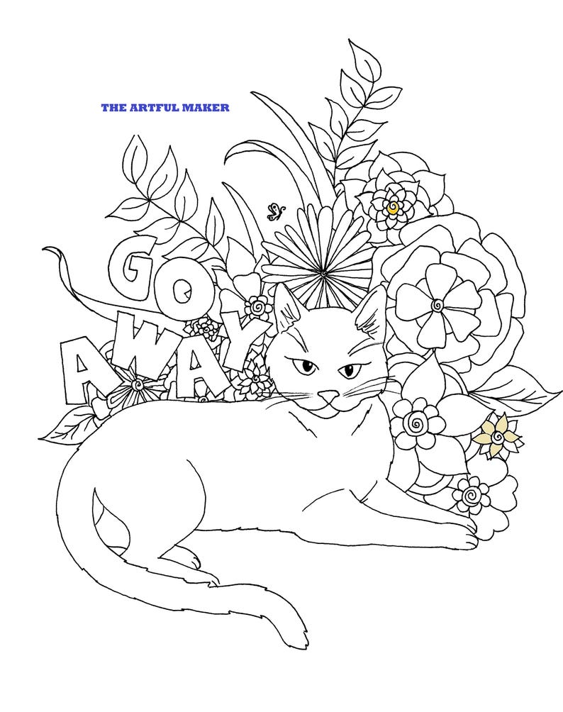 Download Go Away Printable Coloring Page By The Artful Maker Etsy
