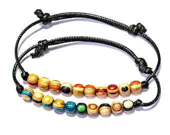 Recycled Skateboard Beaded Friendship Bracelet: Colorful Wood Jewelry
