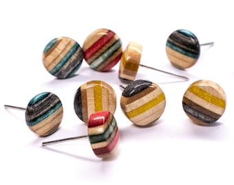 Boucles d'oreilles en bois de planches à roulettes - Boucles d'oreilles Boho - Ensemble de boucles d'oreilles en bois - Cadeaux Cadeau pour elle - Funky - Géométrique - Minimaliste - Cercle