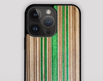 Matcha Green - real wood phone case, Recycled Skateboards, iPhone case iPhone 15, 14, 13, 12, 11, Pro, Pro Max, Plus, Samsung S24, S23, S22