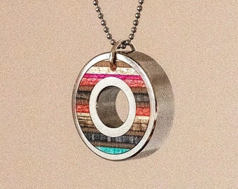 Recycled Skateboard Bearing Pendant Necklace - Unisex Wood Jewelry