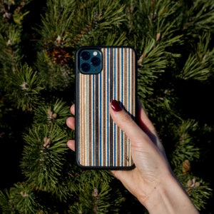 Wood phone case from Recycled Skateboards for 15 Pro, 14, Max, 13, 12, 11 Pro , 8 plus, 7 plus, 13 Pro, 7, 8, 6s, 6 wooden mens phone case image 1